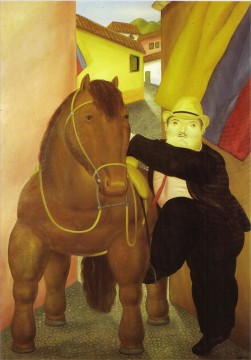 Fernando Botero Painting - Man and Horse Fernando Botero